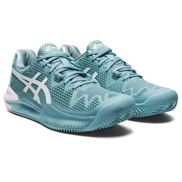 NEW ASICS women\'s gel-resolution 8 clay tennis shoes in blue